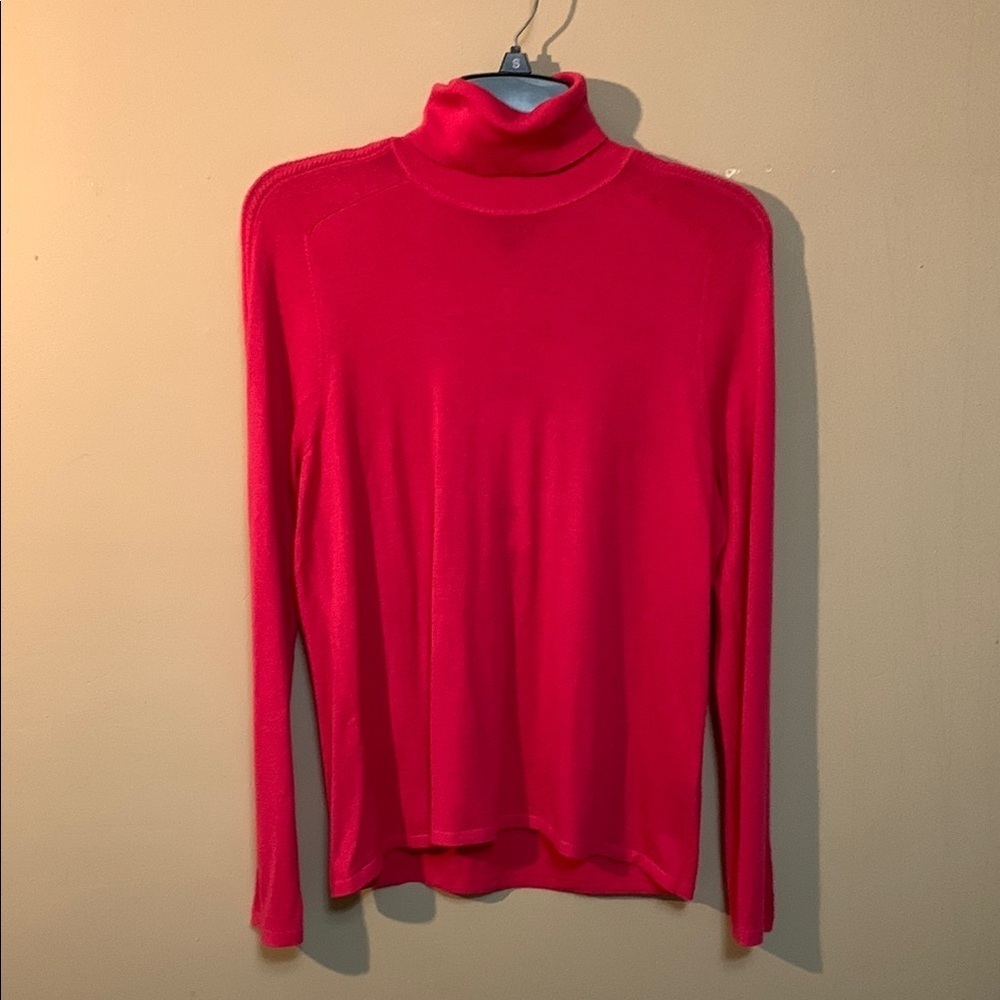Carlisle New York Women’s 100% Cashmere Turtleneck Sweater Hot Pink Large